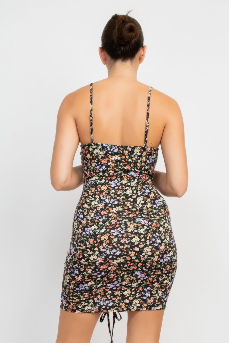 Ruched floral cami dress
