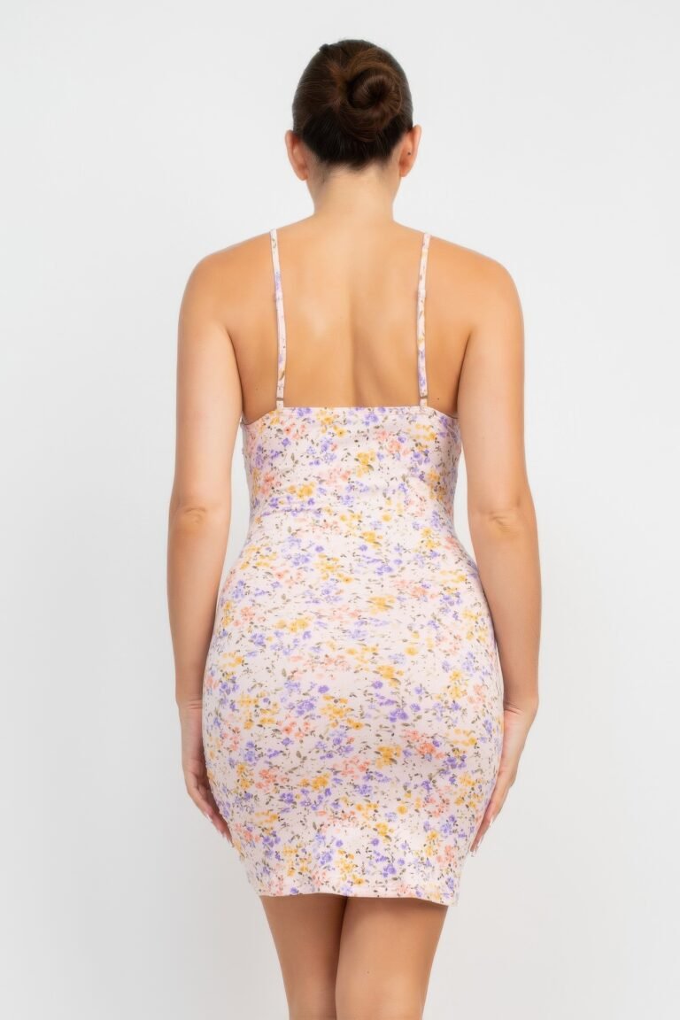 Ruched floral cami dress