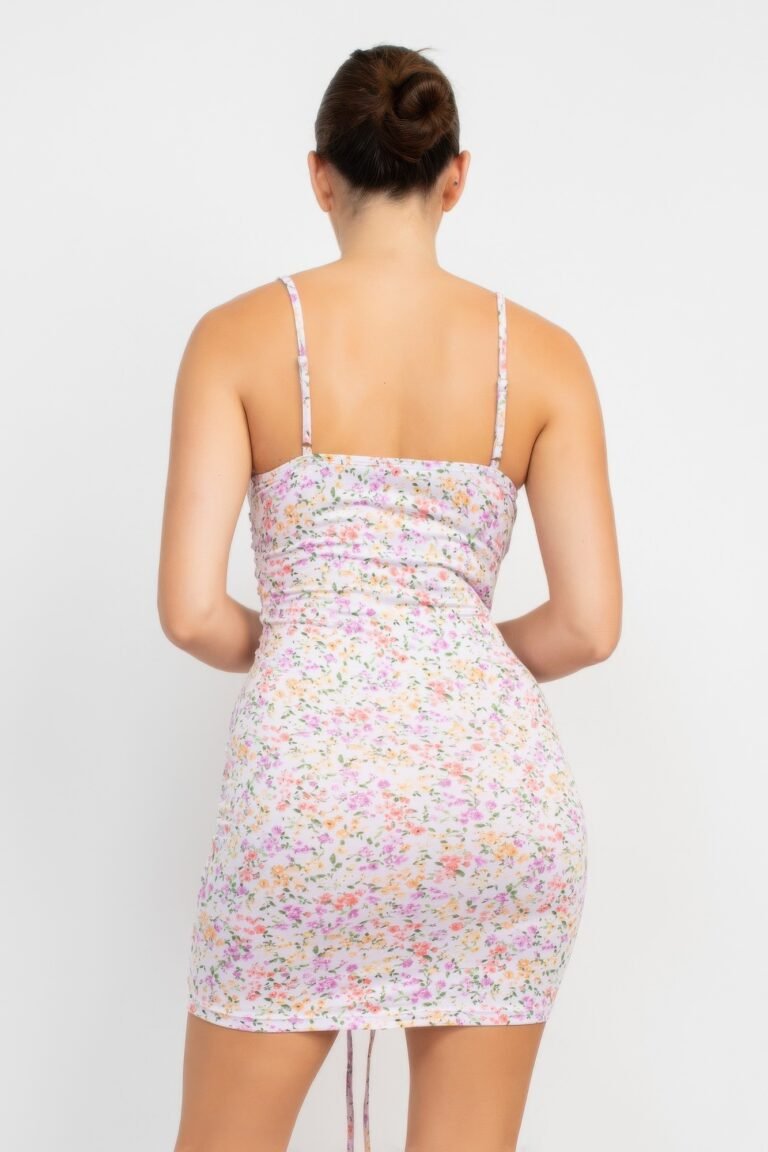 Ruched floral cami dress