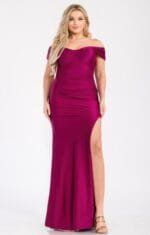 Plus Off Shoulder Draped Cross Wrap Maxidress