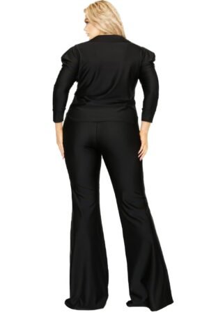 Plus Satin 3/4 Sleeve Wide Leg 2 Piece Set