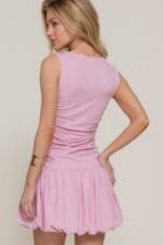 Sleeveless Boat Neck Voluminous Mini Dress