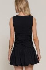 Sleeveless Boat Neck Voluminous Mini Dress