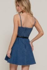 Belted Cami A-line Denim Mini Dress