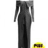plus size top and skirt leggings set Plus size ribbed long top with thumb holes and skirt leggings set in stretch fabric – off-shoulder two-piece outfit for curvy women.