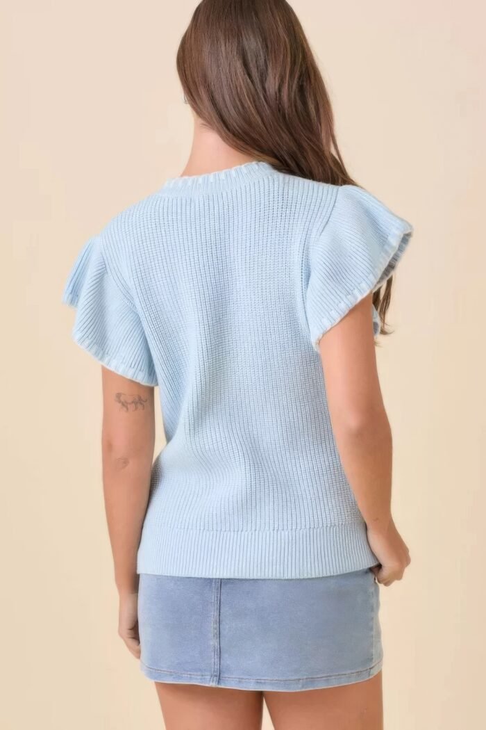 Weaved ribbon bow detail sweater knit top