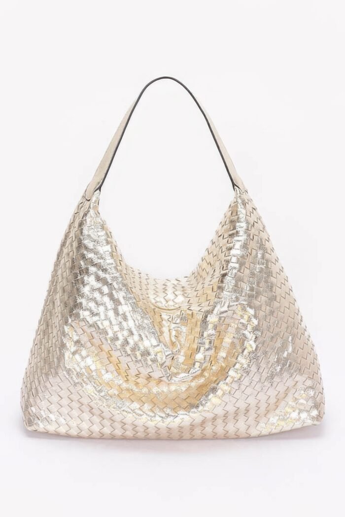 Metallic braided tote bag