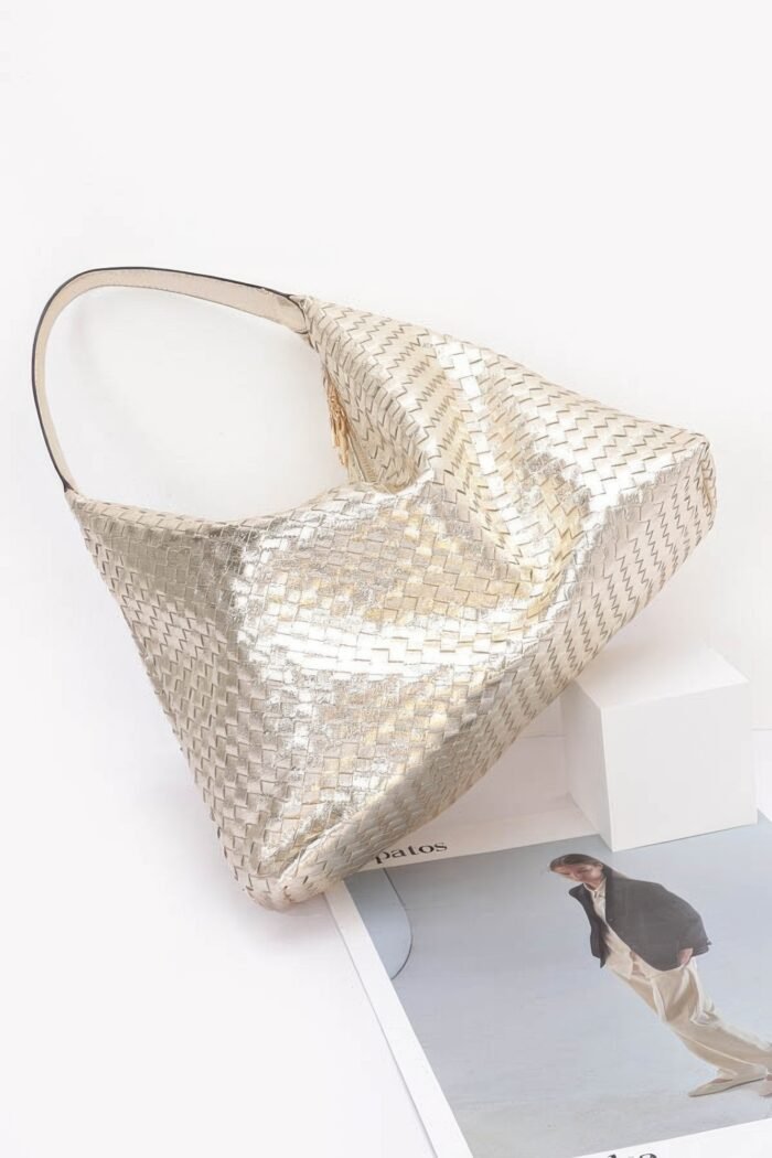 Metallic braided tote bag