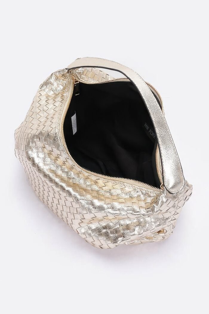 Metallic braided tote bag