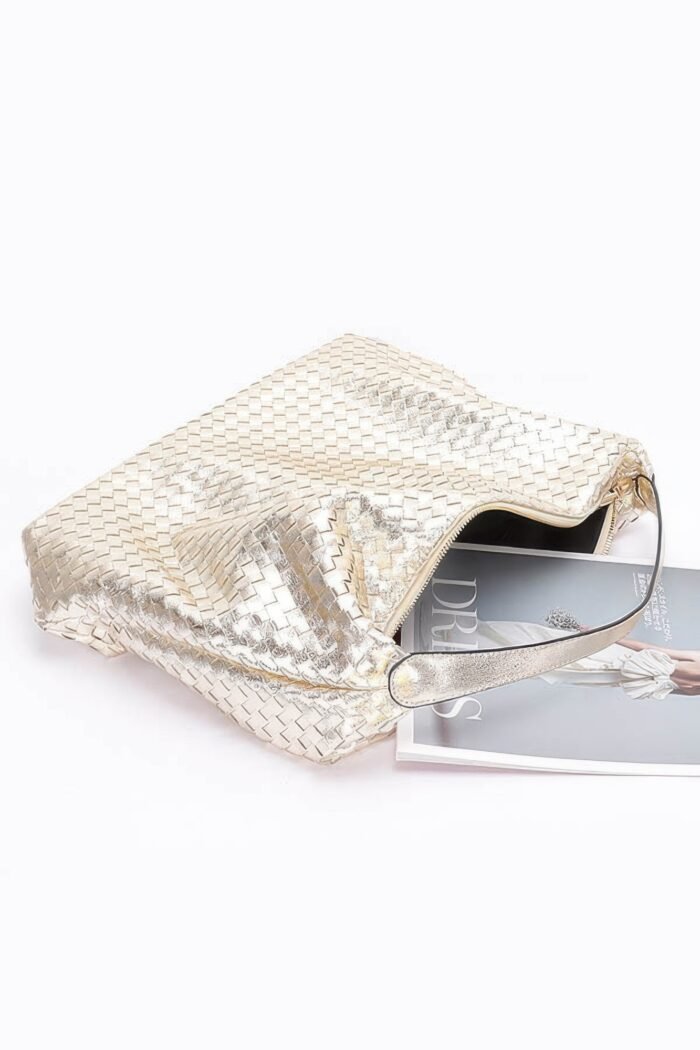 Metallic braided tote bag
