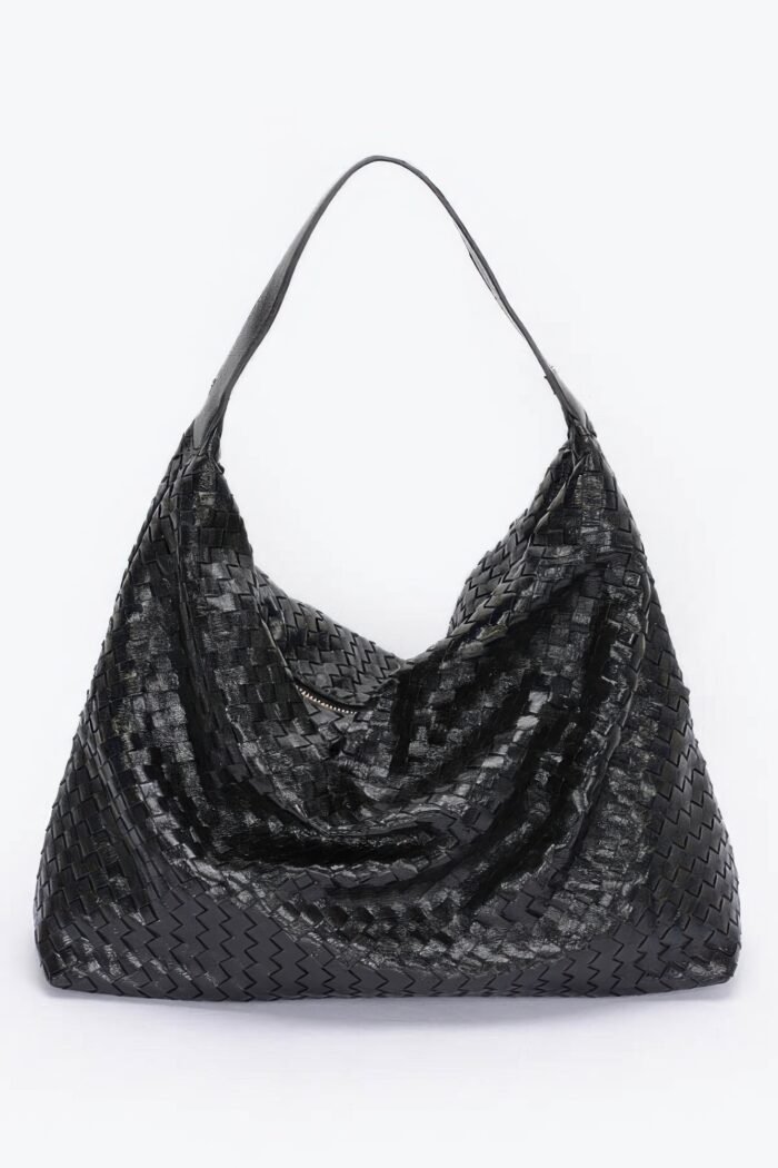 Metallic braided tote bag