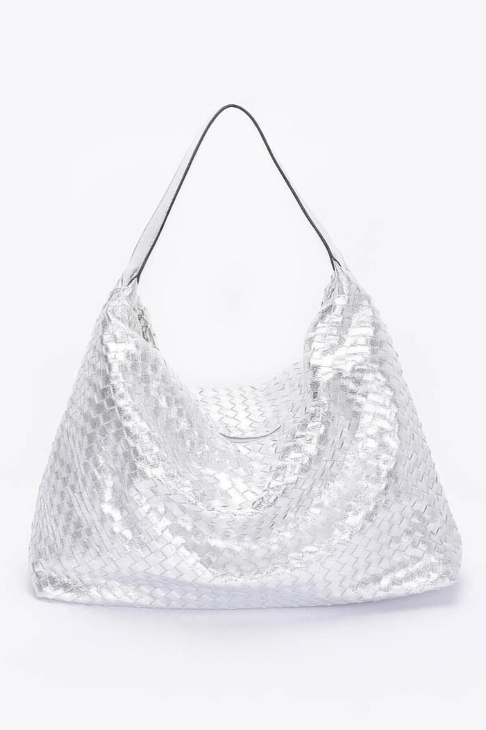 Metallic braided tote bag