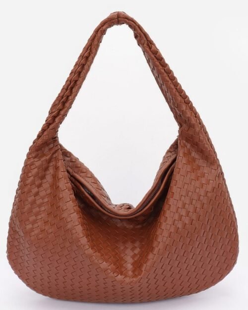 Faux Leather Braided Shoulder Bag