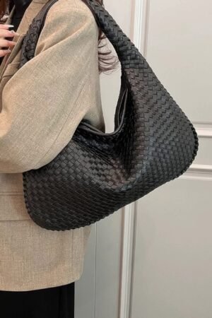 Faux Leather Braided Shoulder Bag Faux Leather Braided Shoulder Bag