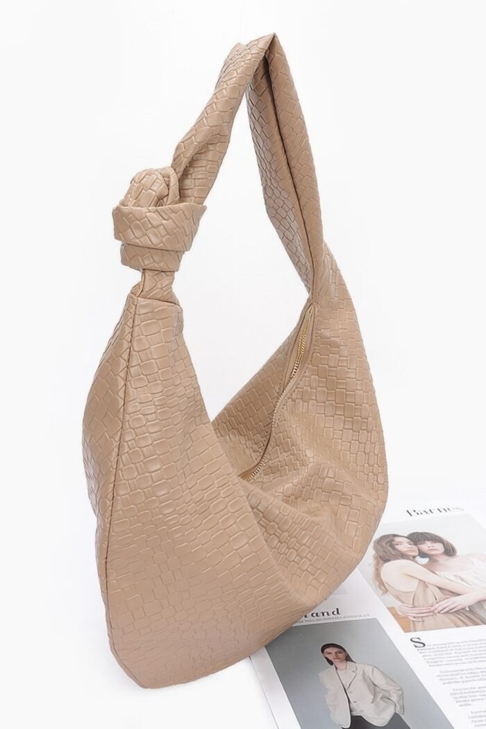 Embossed Faux Leather Big Hobo Bag - Image 3