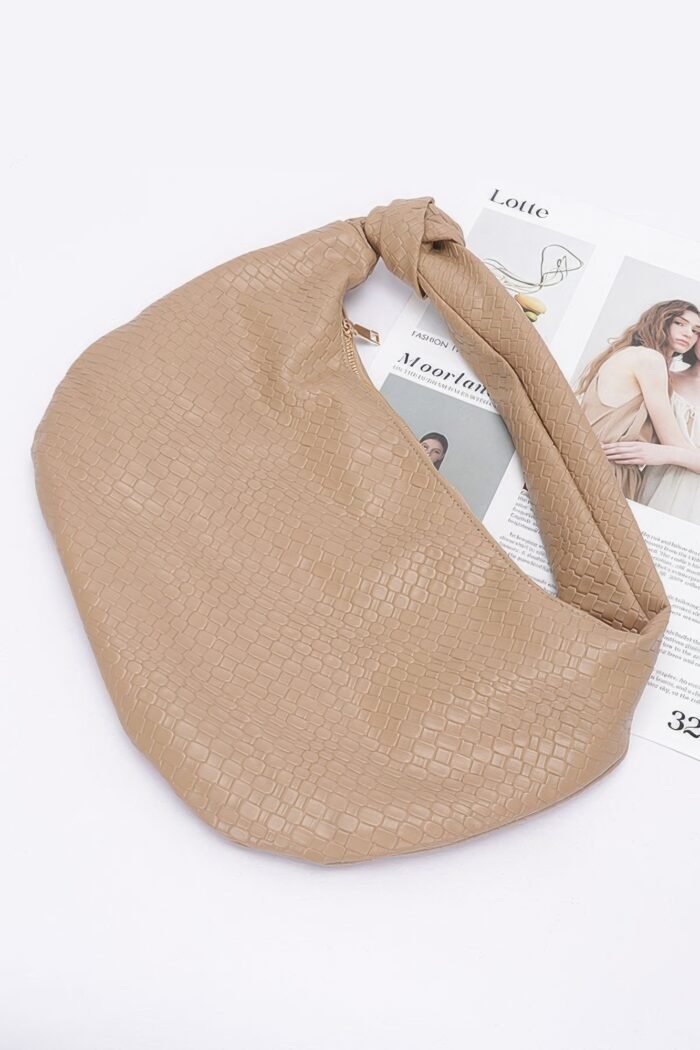 Embossed Faux Leather Big Hobo Bag - Image 4
