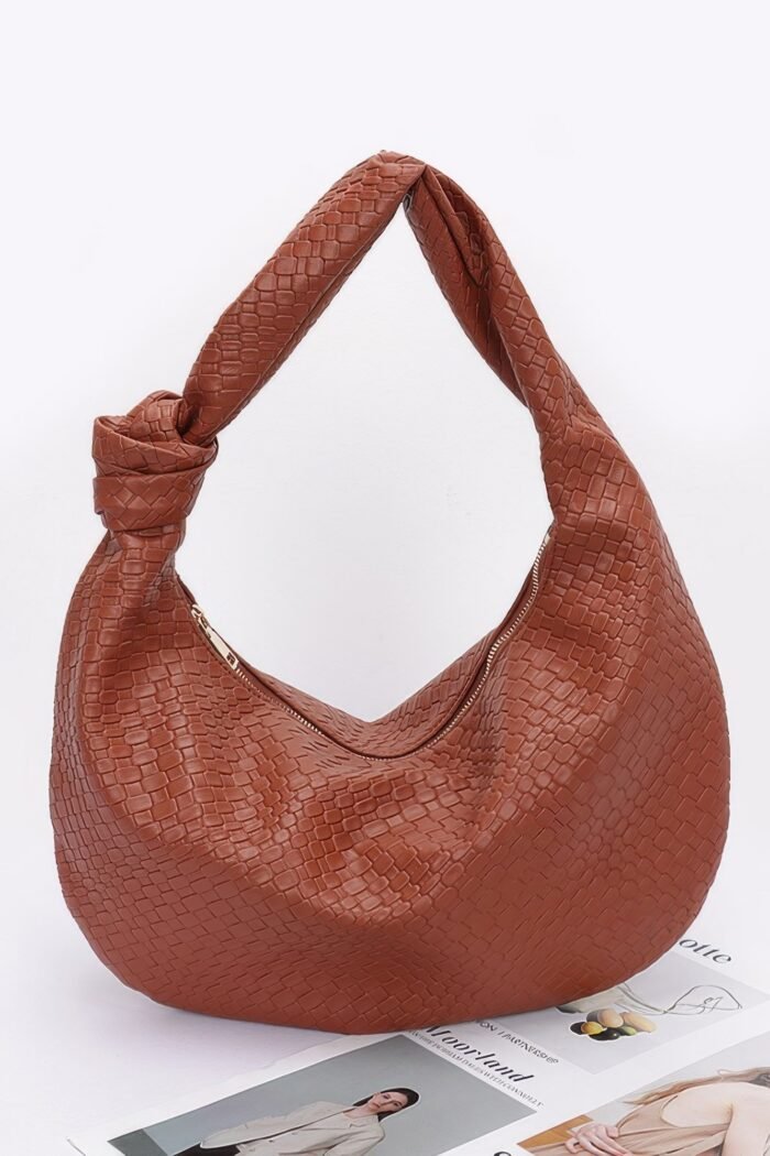 Embossed Faux Leather Big Hobo Bag - Image 5