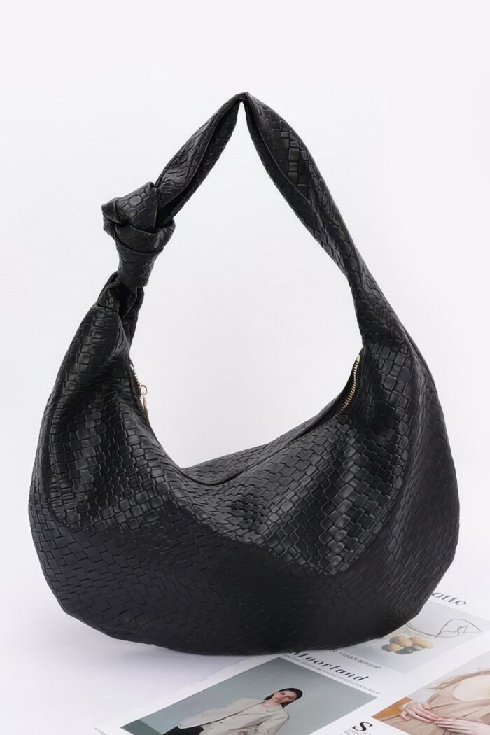 Embossed Faux Leather Big Hobo Bag - Image 6