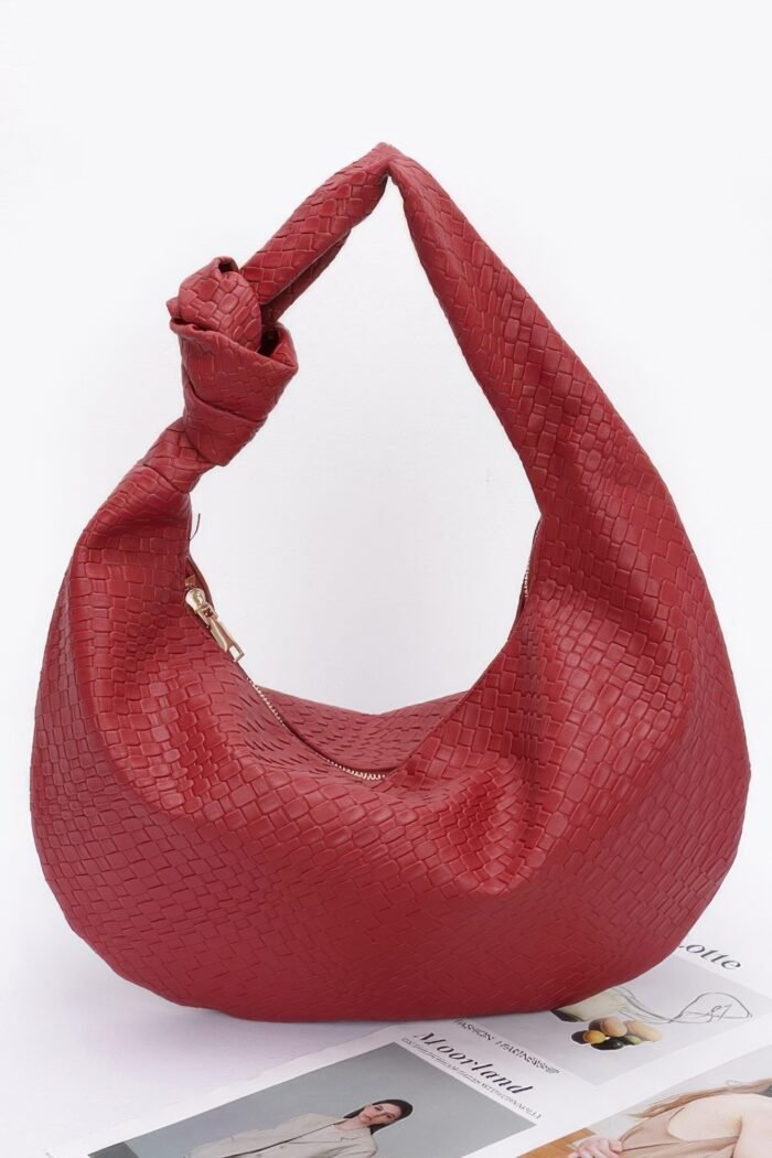 Embossed Faux Leather Big Hobo Bag - Image 7