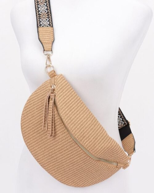 Faux Leather Fanny Pack W/ Multi Color Strap