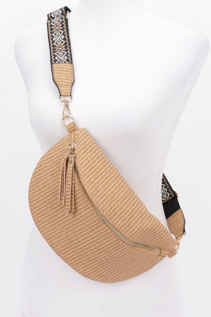 Faux leather fanny pack w/ multi color strap - image 1