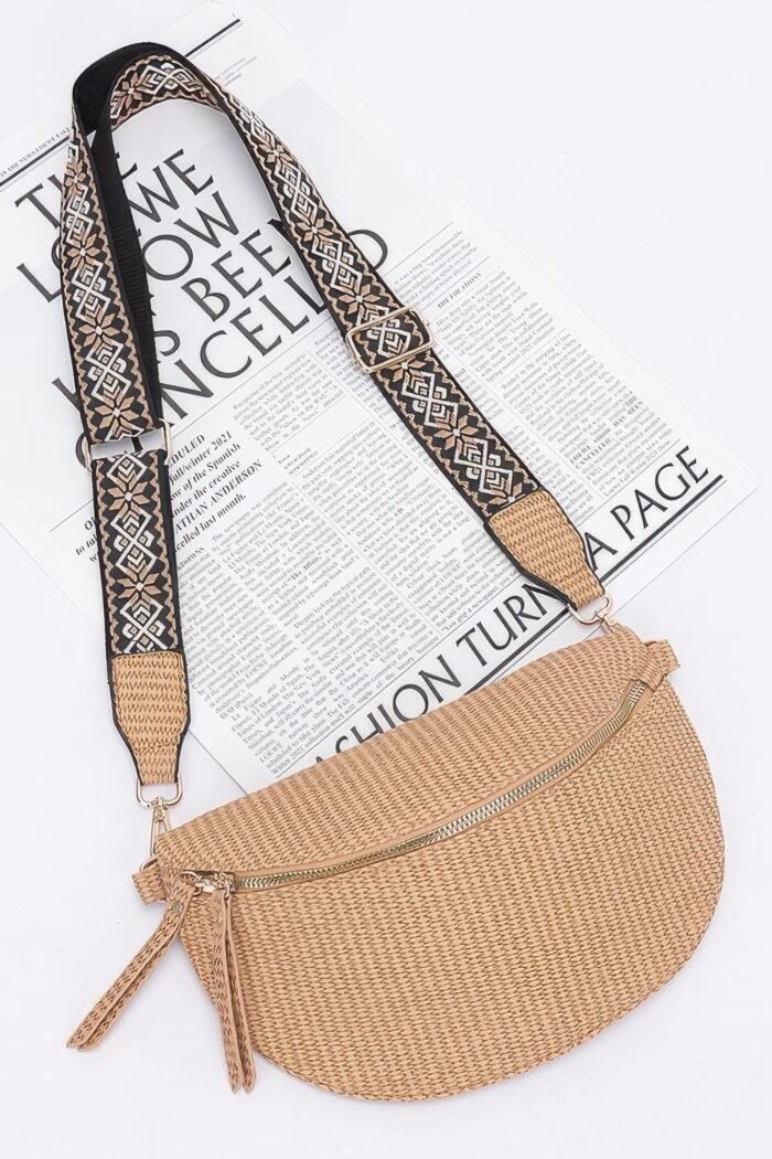 Faux leather fanny pack w/ multi color strap - image 2