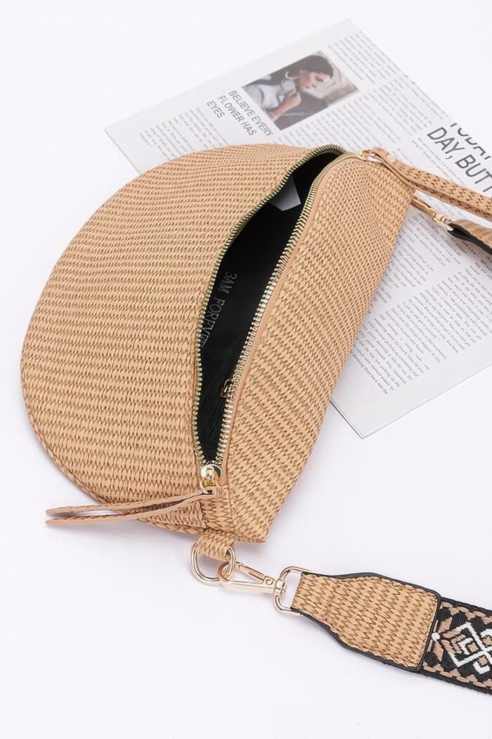 Faux leather fanny pack w/ multi color strap - image 3