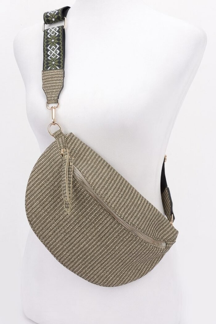 Faux leather fanny pack w/ multi color strap - image 5