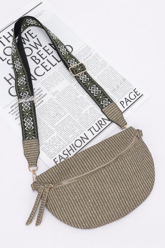 Faux leather fanny pack w/ multi color strap - image 6