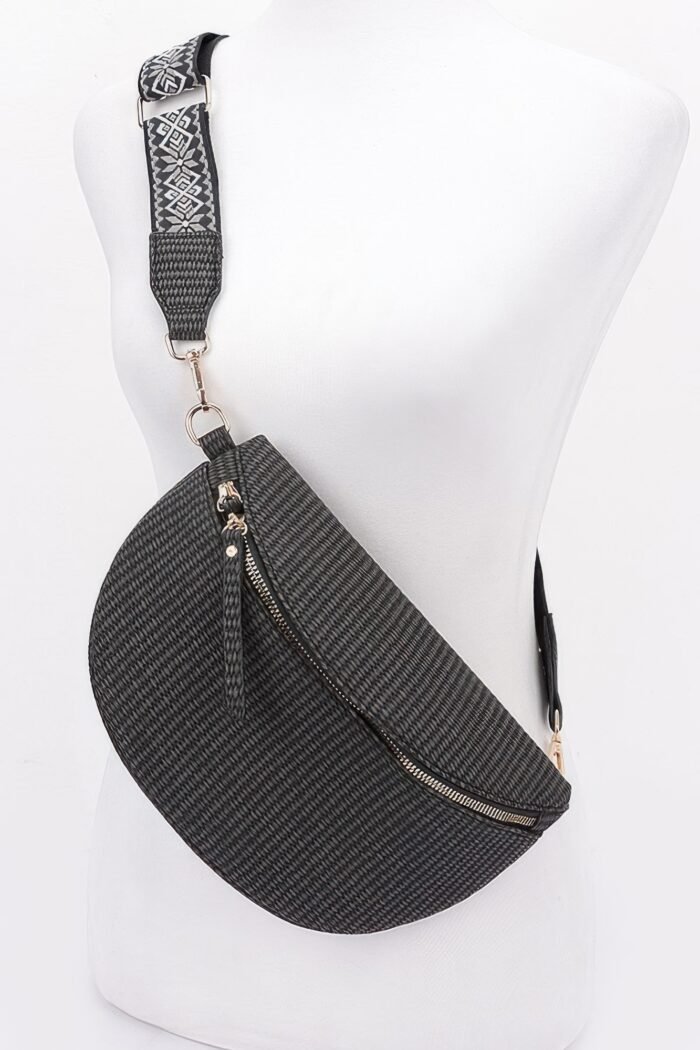 Faux leather fanny pack w/ multi color strap - image 7