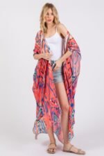 Boho Print Open Front Long Kimono - Image 13