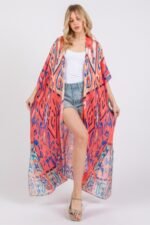 Boho Print Open Front Long Kimono - Image 14