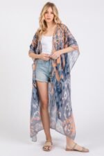 Boho Print Open Front Long Kimono - Image 7