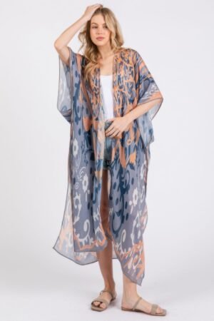 Boho Print Open Front Long Kimono Boho Print Open Front Long Kimono