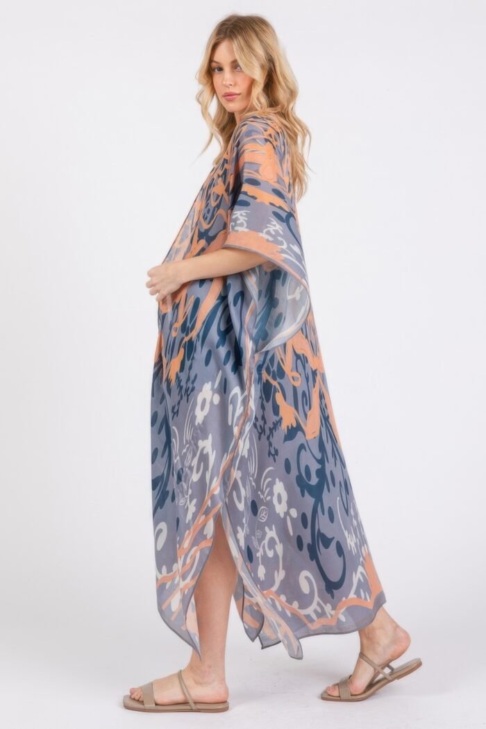 Boho print open front long kimono - image 10