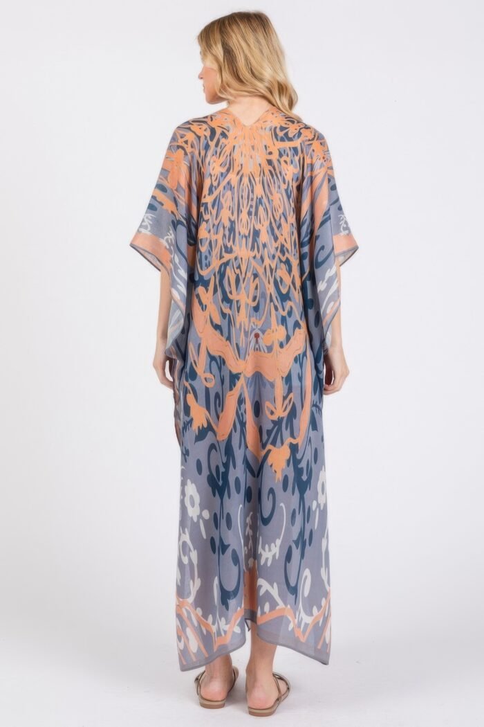 Boho print open front long kimono - image 11