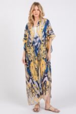 Boho Print Open Front Long Kimono