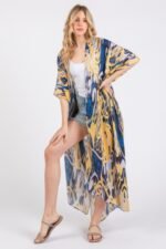 Boho Print Open Front Long Kimono - Image 3