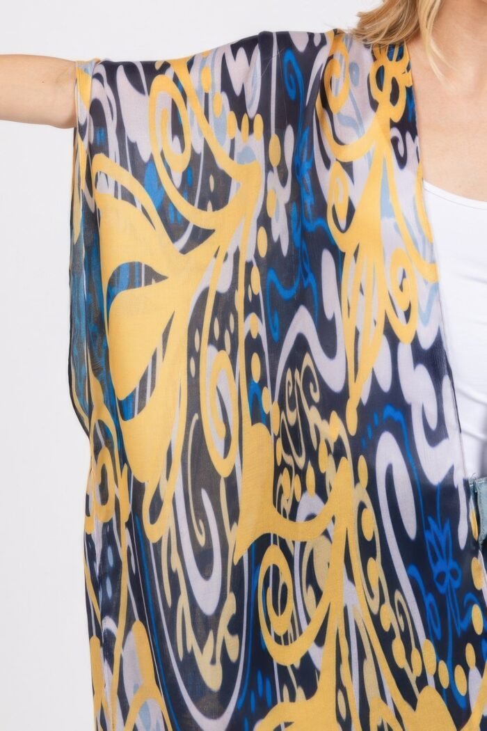 Boho print open front long kimono - image 4