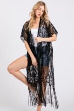 Elegant Lace Fringe Cover Up Kimono - Image 2