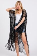 Elegant Lace Fringe Cover Up Kimono - Image 3
