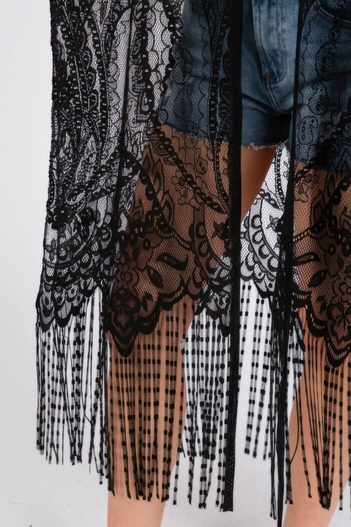 Elegant lace fringe cover up kimono - image 4