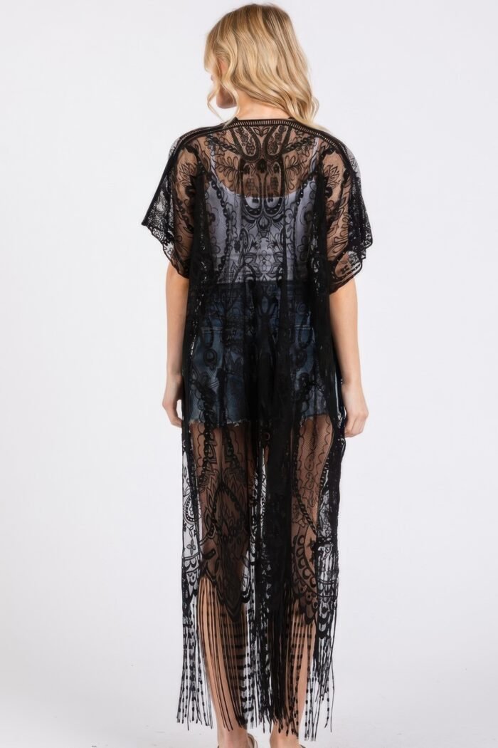 Elegant lace fringe cover up kimono - image 5