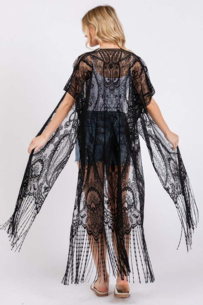 Elegant lace fringe cover up kimono - image 6