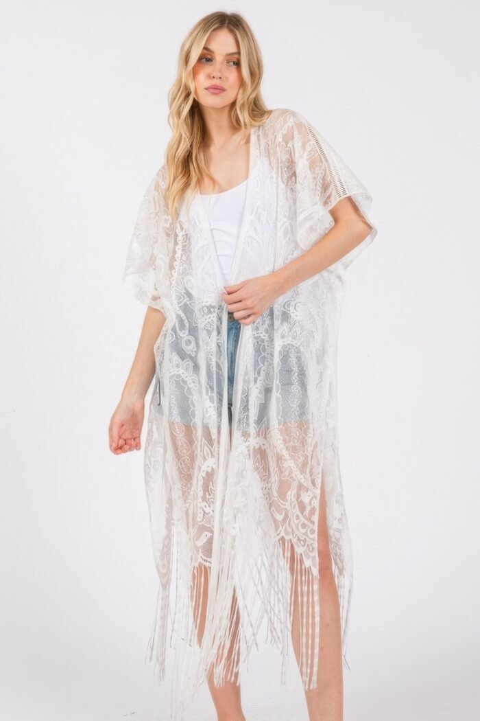 Elegant lace fringe cover up kimono - image 7