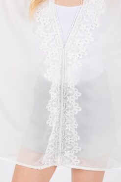 Flower Pattern Trim Detail Poncho
