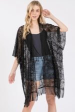 Flower Pattern Crochet Lace Tassel Cover Up