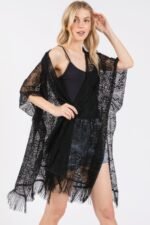 Flower Pattern Crochet Lace Tassel Cover Up - Image 2