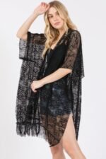 Flower Pattern Crochet Lace Tassel Cover Up - Image 4