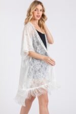 Flower Pattern Crochet Lace Tassel Cover Up - Image 7